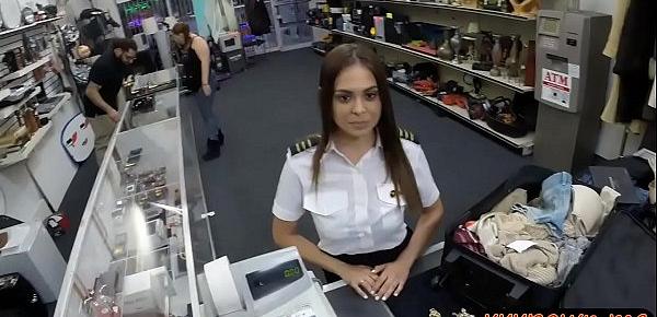  Latina stewardess railed by pawn keeper